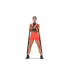 Band-resisted Dumbbell Goblet Squat 
  loading=